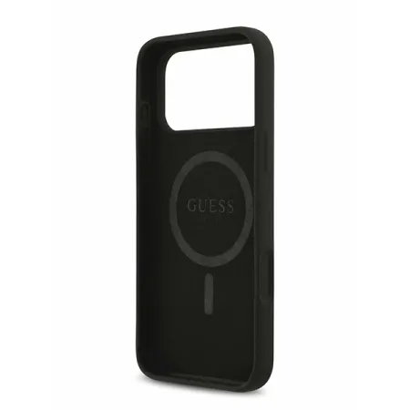 Guess для iPhone 17 Pro Max чехол Liquid silicone Gold metal logo & Camera Hard Black (MagSafe)