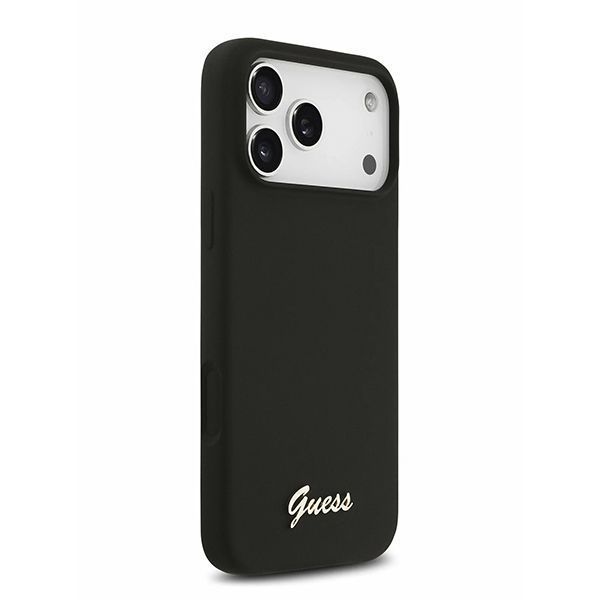 Guess для iPhone 17 Pro Max чехол Liquid silicone Gold metal logo & Camera Hard Black (MagSafe)