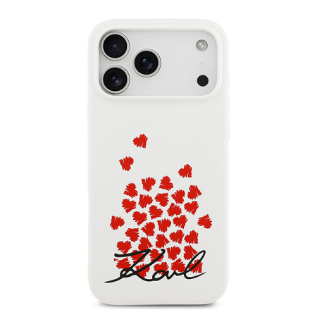 Lagerfeld для iPhone 17 Pro чехол Liquid Silicone Hearts Hard White (MagSafe)
